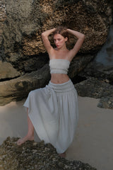 The Shirred Maxi Skirt - Cloud