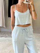 The Linen Kekova Cami - Soft Blue