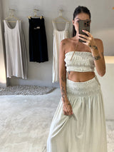 The Shirred Maxi Skirt - Cloud