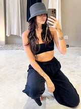 The Cotton Suly Drawstring Pants - Black