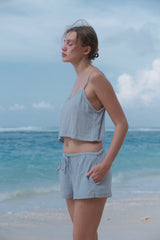 The Linen Kekova Cami - Soft Blue