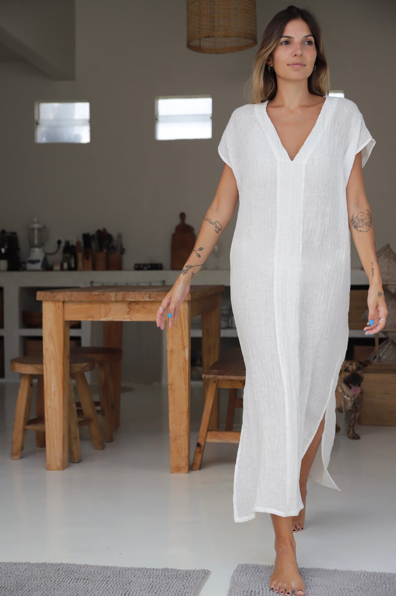 The Linen Crinkle Deep V Tunic Dress One Fable The Linen Crinkle Deep V Tunic Dress One Fable