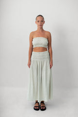 The Shirred Maxi Skirt - Cloud