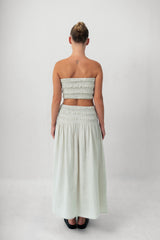 The Shirred Maxi Skirt - Cloud