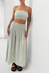 The Shirred Maxi Skirt - Cloud