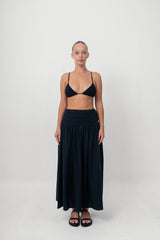 The Shirred Maxi Skirt - Black