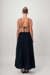 The Shirred Maxi Skirt - Black
