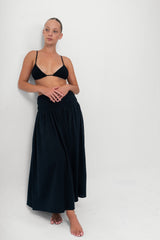 The Shirred Maxi Skirt - Black