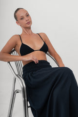 The Shirred Maxi Skirt - Black