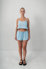The Linen Kekova Cami - Soft Blue