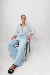 The Linen Kekova Lounge Pants - Soft Blue