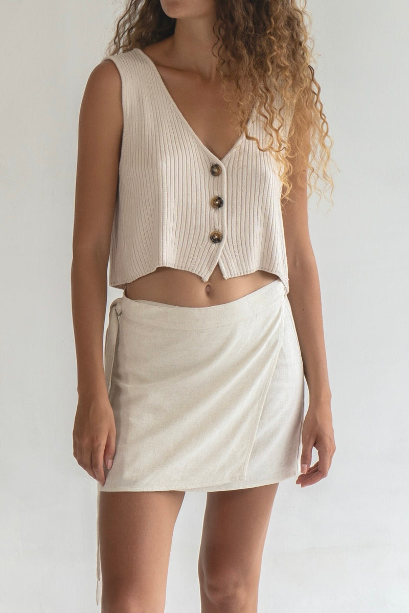 The Lea Linen Wrap Skirt