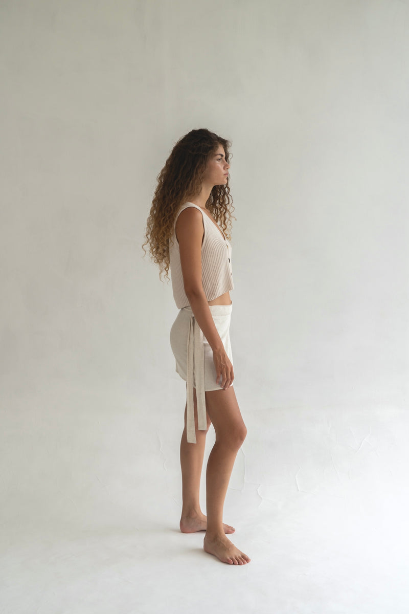 The Lea Linen Wrap Skirt