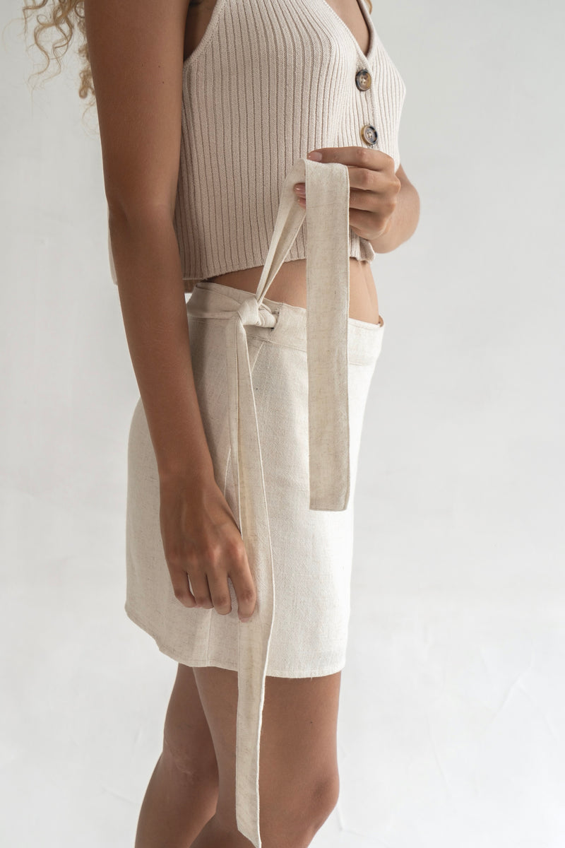 The Lea Linen Wrap Skirt