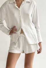 The Pinstripe Linen Button Shirt