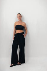 The Cotton Suly Drawstring Pants - Black