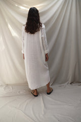 The Laundered Linen Shirt Dress - White - PRE ORDER