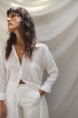 The Laundered Linen Shirt Dress - White